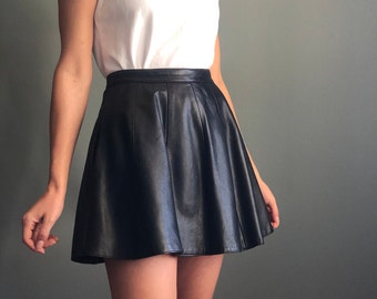 white leather circle skirt
