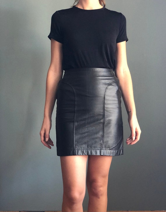 Slim Leather Pencil Skirt - image 4