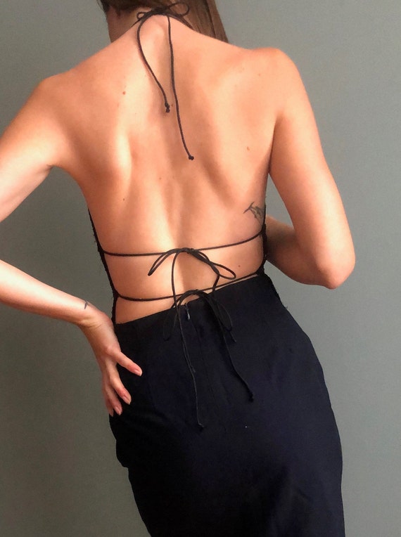Beaded Backless Halter Top