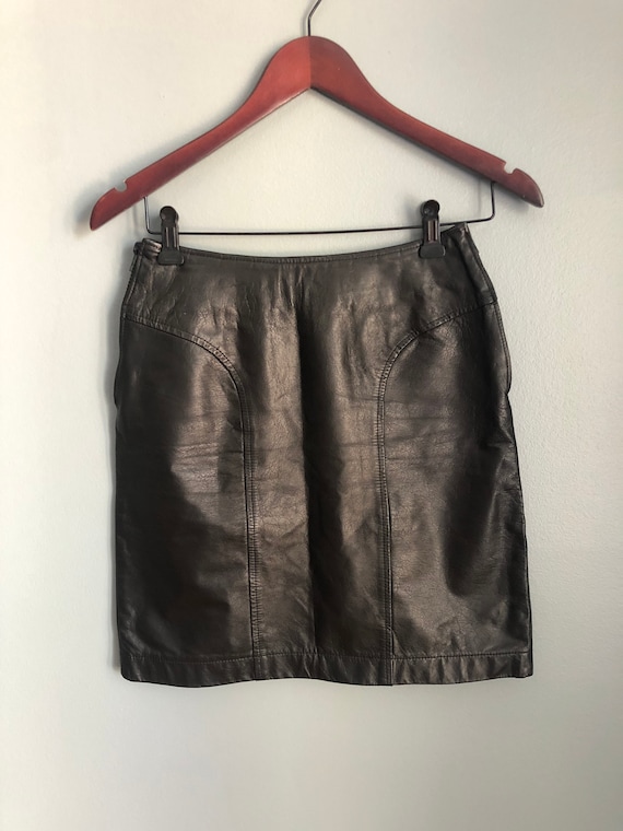 Slim Leather Pencil Skirt - image 5