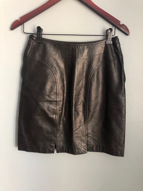 Slim Leather Pencil Skirt - image 6