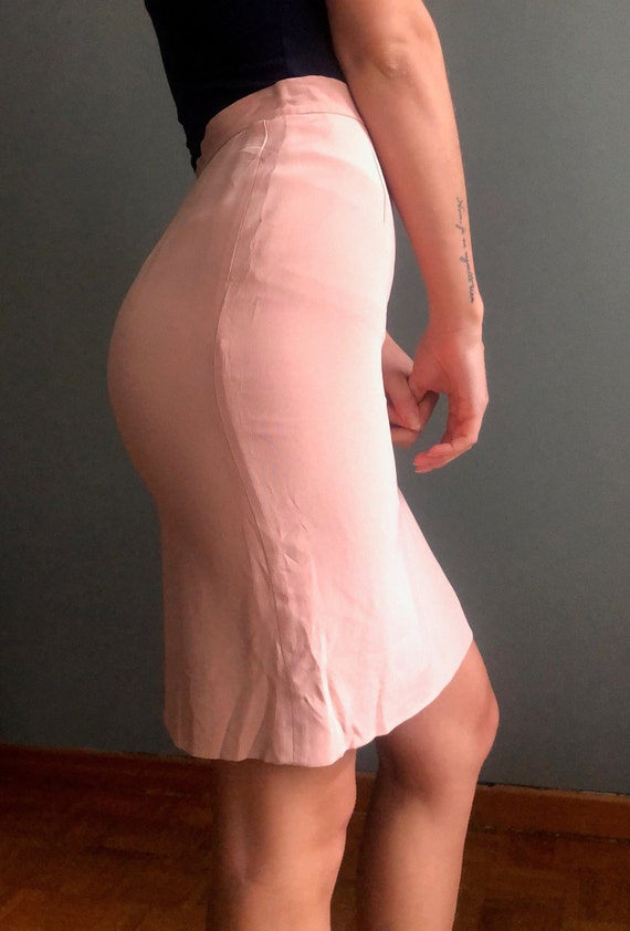 Blush Silk Pencil skirt