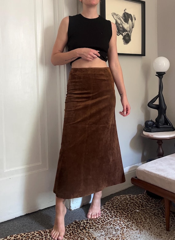 Iconic Brown Suede Maxi Skirt Etsy