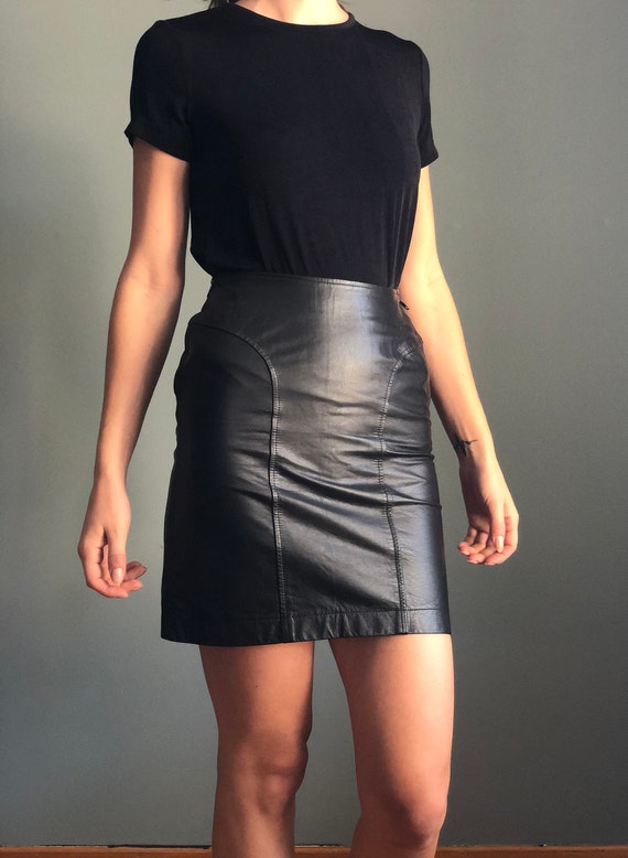 Slim Leather Pencil Skirt - image 1