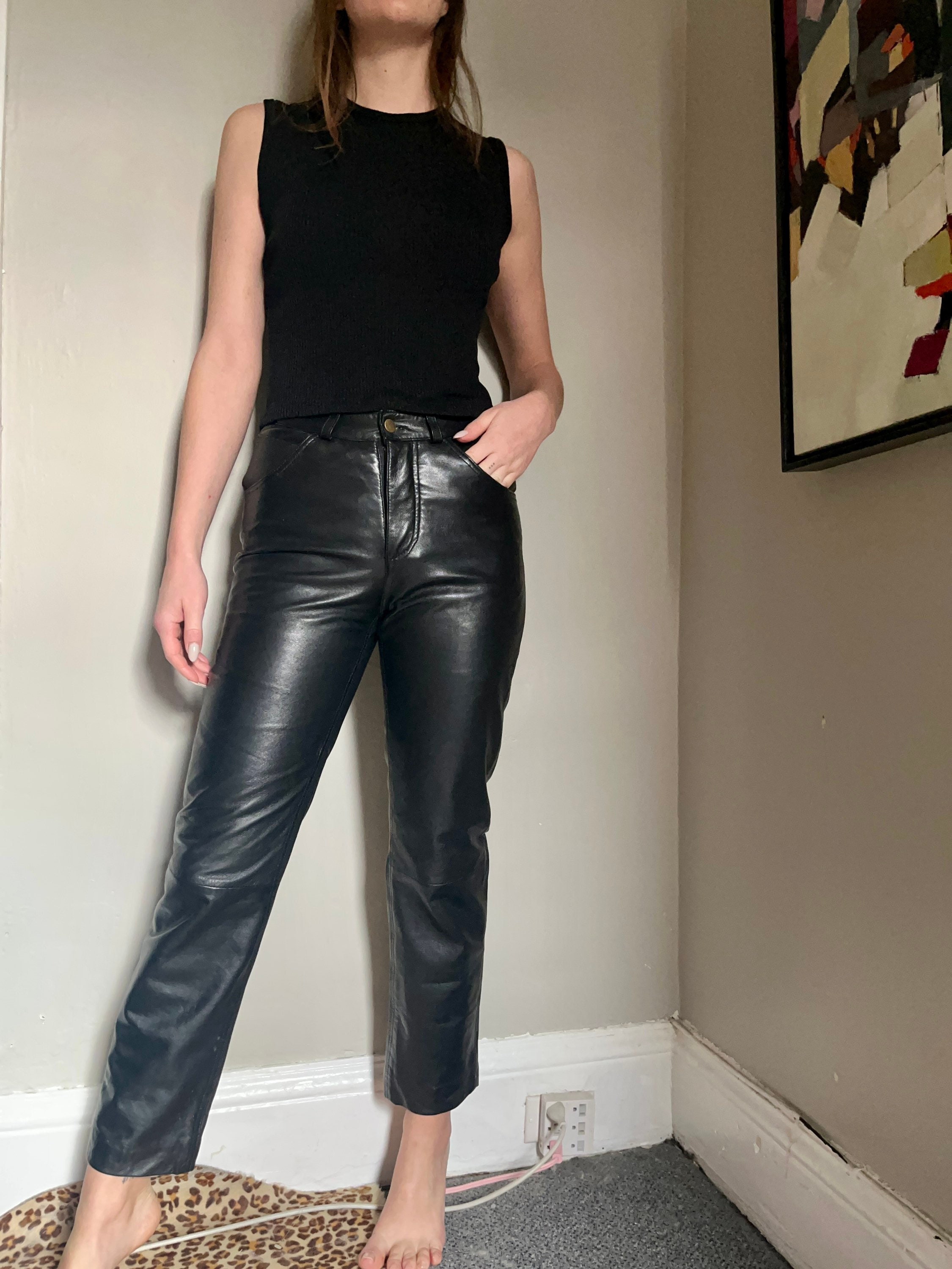 Women Genuine Leather Leggings/black Genuine Leather Leggings