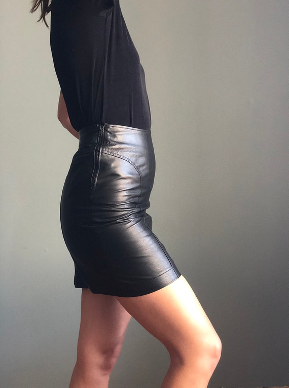 Slim Leather Pencil Skirt - image 2
