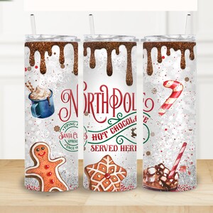 North Pole Hot Chocolate Drip Tumbler | 20oz Skinny Tumbler with lid and straw