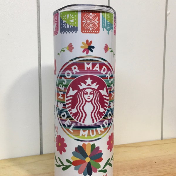 Mejor Madrina del mundo tumbler | Starbucks Tumbler | 20oz skinny tumbler with lid and straw