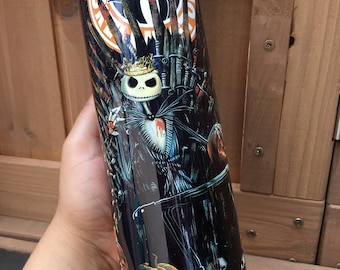 Jack skellington Starbucks tumbler, night before Christmas, halloween tumbler, 20oz skinny tumbler includes with lid and straw