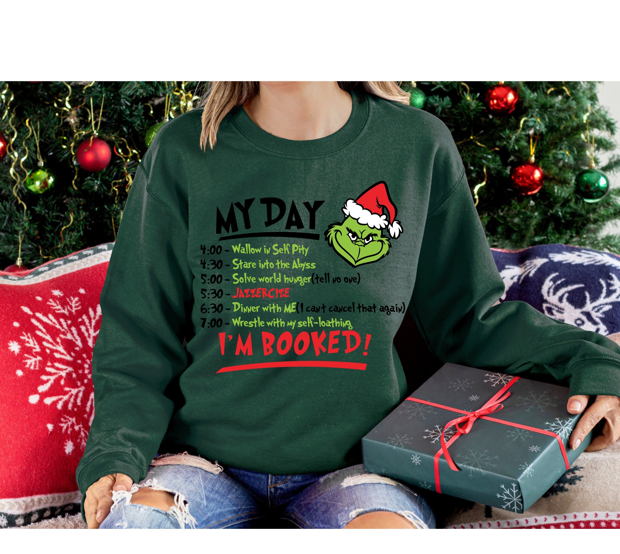 Grinch schedule sweatshirt hotsell