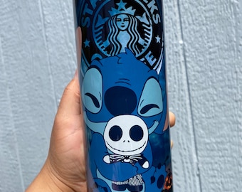 Poupée Stitch et câlins d'Halloween | veille de Noël | Jack Skellington | couture et jack | zéro | gobelet avec couvercle et paille