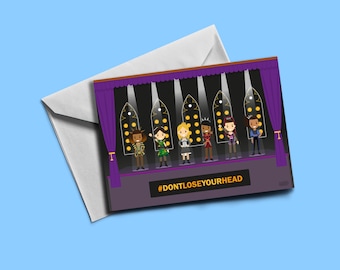 Seis - Tarjeta de felicitación con temática de teatro musical (en blanco por dentro) / Tarjeta con temática musical / Incluye sobre