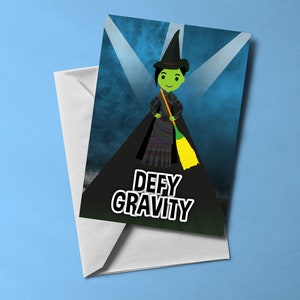 Defying Gravity - Wicked thema wenskaart (leeg van binnen) | Kaart met muzikaal thema | Inclusief envelop