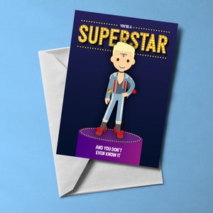 You're A Superstar - Tarjeta de felicitación temática de Jamie (en blanco en el interior) / Tarjeta temática musical / Incluye sobre