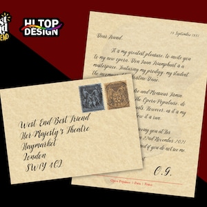 El Fantasma de la Ópera - Carta de invitación personalizada / Regalo con temática musical / Broadway