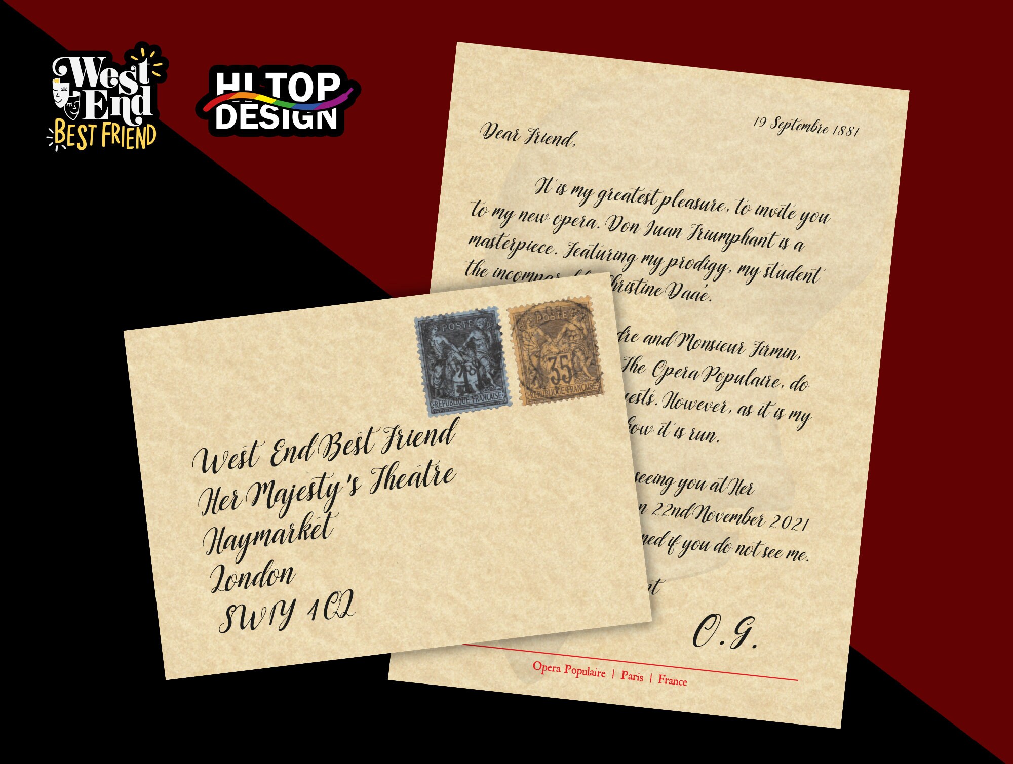 Phantom of the Opera Personalised Invite Letter Musical Etsy