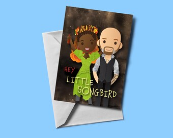 Tarjeta de felicitación con temática musical de Song Bird - Hadestown (en blanco por dentro) / Tarjeta con temática musical / Incluye sobre