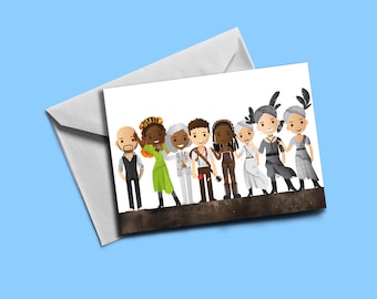 Tarjeta de felicitación con temática musical de Hadestown (en blanco por dentro) / Tarjeta con temática musical / Incluye sobre