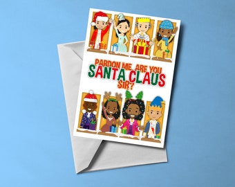 Tarjeta navideña con temática de Hamilton (en blanco por dentro) / Tarjeta con temática musical / Incluye sobre