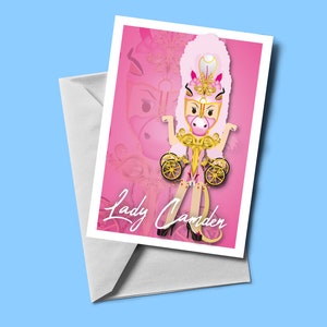 Tarjeta de felicitación Lady Camden (en blanco en el interior) / Tarjeta temática drag race / Incluye sobre / Ru Pauls / Drag Queen