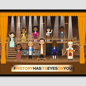 Hamilton A4 Musical print | Art |  Theatre cast cartoon figures | Lin-Manuel Miranda | My Shot | Illustration | Broadway | London | West End
