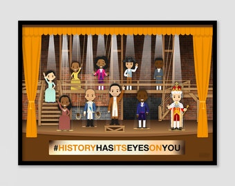 Impresión musical Hamilton A4 / Arte / Figuras de dibujos animados del elenco teatral / Lin-Manuel Miranda / My Shot / Ilustración / Broadway / Londres / West End
