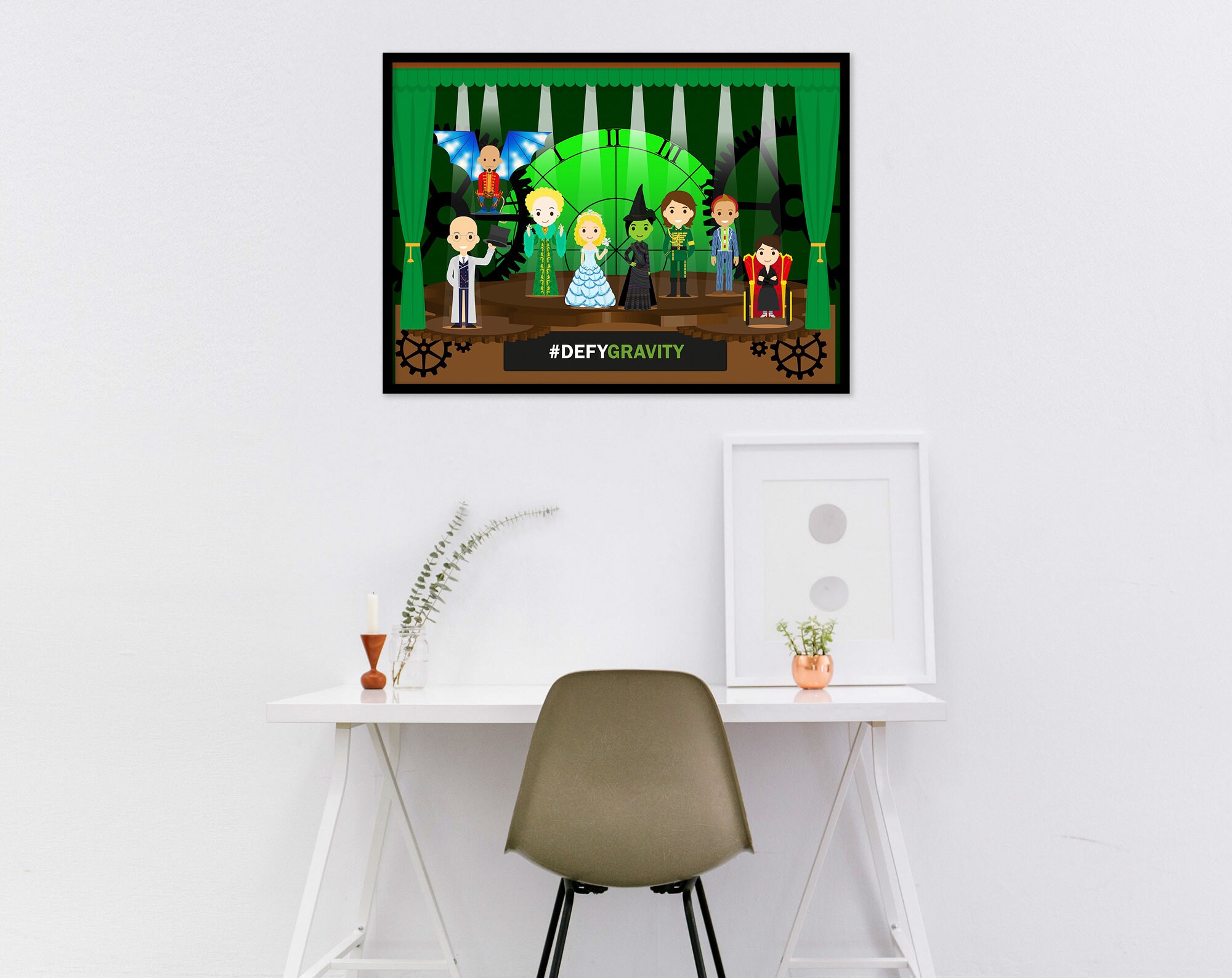 Wicked Print - Musical Art Work, Theatre Cast Recreated Cartoon Figures ...