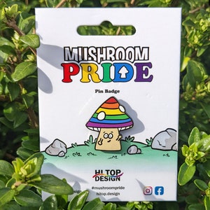 Rainbow Mushroom Pride Pin — Pride LGBT Gay Lesbian Bisexual Trans Queer Cartoon Discreet Enamel Minimalist Same Sex Gift NHS Hitopfarm