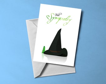 Wicked themed Sympathy card - Greetings Card (blank inside) | Musical themed card | Includes Envelope
