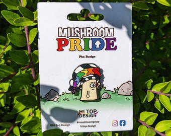Pin del Orgullo de Ally Mushroom: Orgullo / LGBTQIA+ / Gay / Lesbiana / Bisexual / Trans / Queer / Dibujos animados / Esmalte / Minimalista / Hongo venenoso /