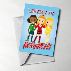 Heathers Musical thema Wenskaart (blanco binnenkant) | Muzikaal themakaart | Inclusief envelop