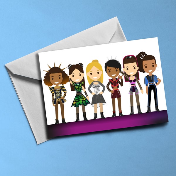 SIX the Musical themed Greetings Card (blank inside) | Musical themed card | Includes Envelope
