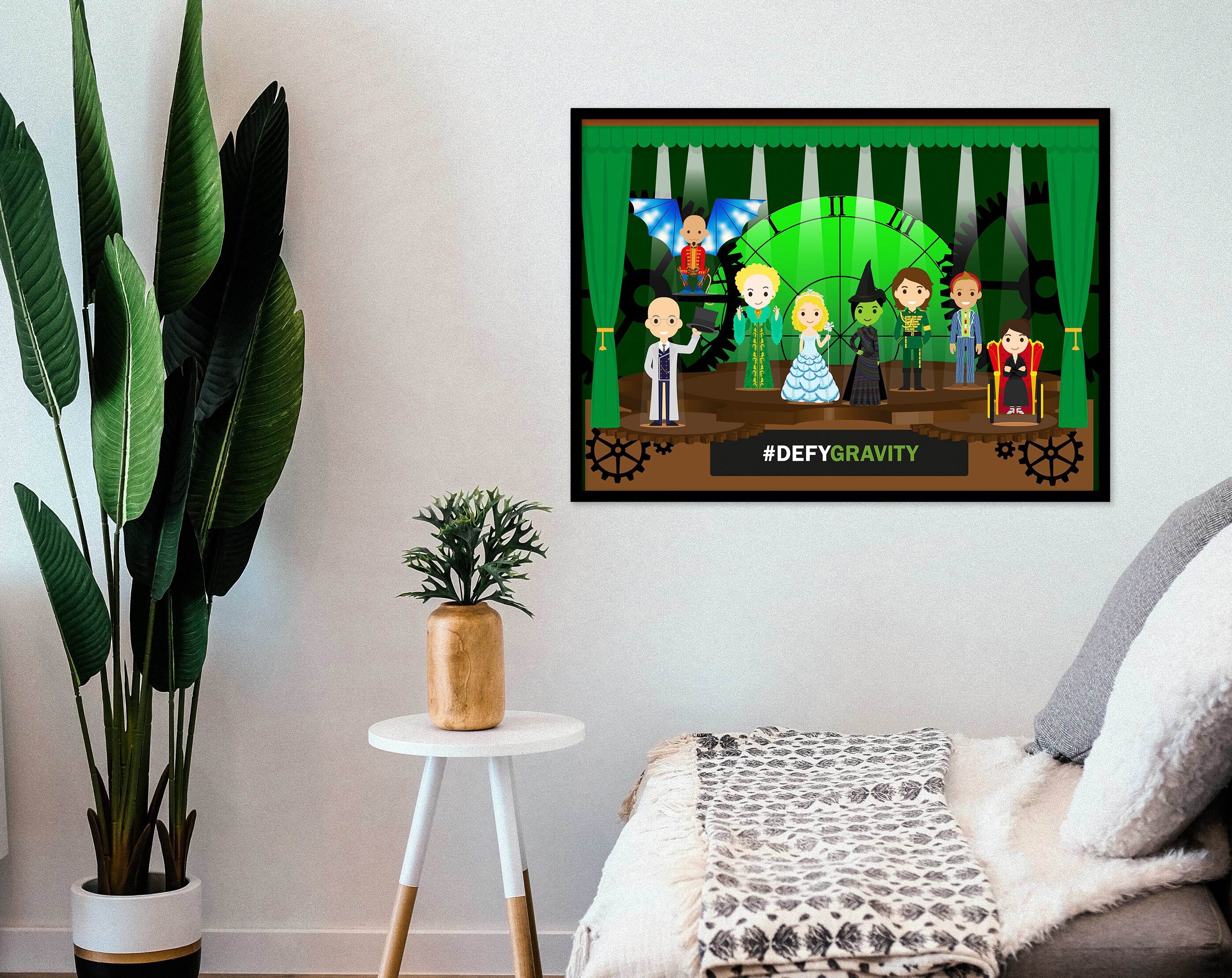 Wicked Print - Musical Art Work, Theatre Cast Recreated Cartoon Figures ...