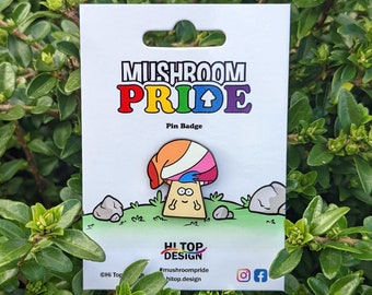 Pin del Orgullo Lésbico con Hongos — Orgullo LGBT Gay Bisexual Queer Safo Lesbos Bandera Intersexual Pegatina Queer Dibujos Animados Accesorio Discreto Hitopfarm