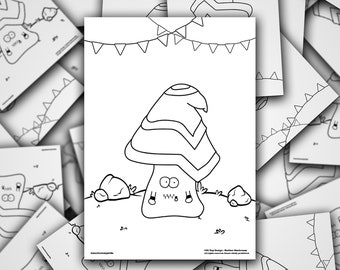 Rubber Mushroom Colouring Page | Craft | PDF | Digital Download | LGBT | Pride | LGBTQIA | Gay | Color | Cartoon | Cute | Mushroom Pride