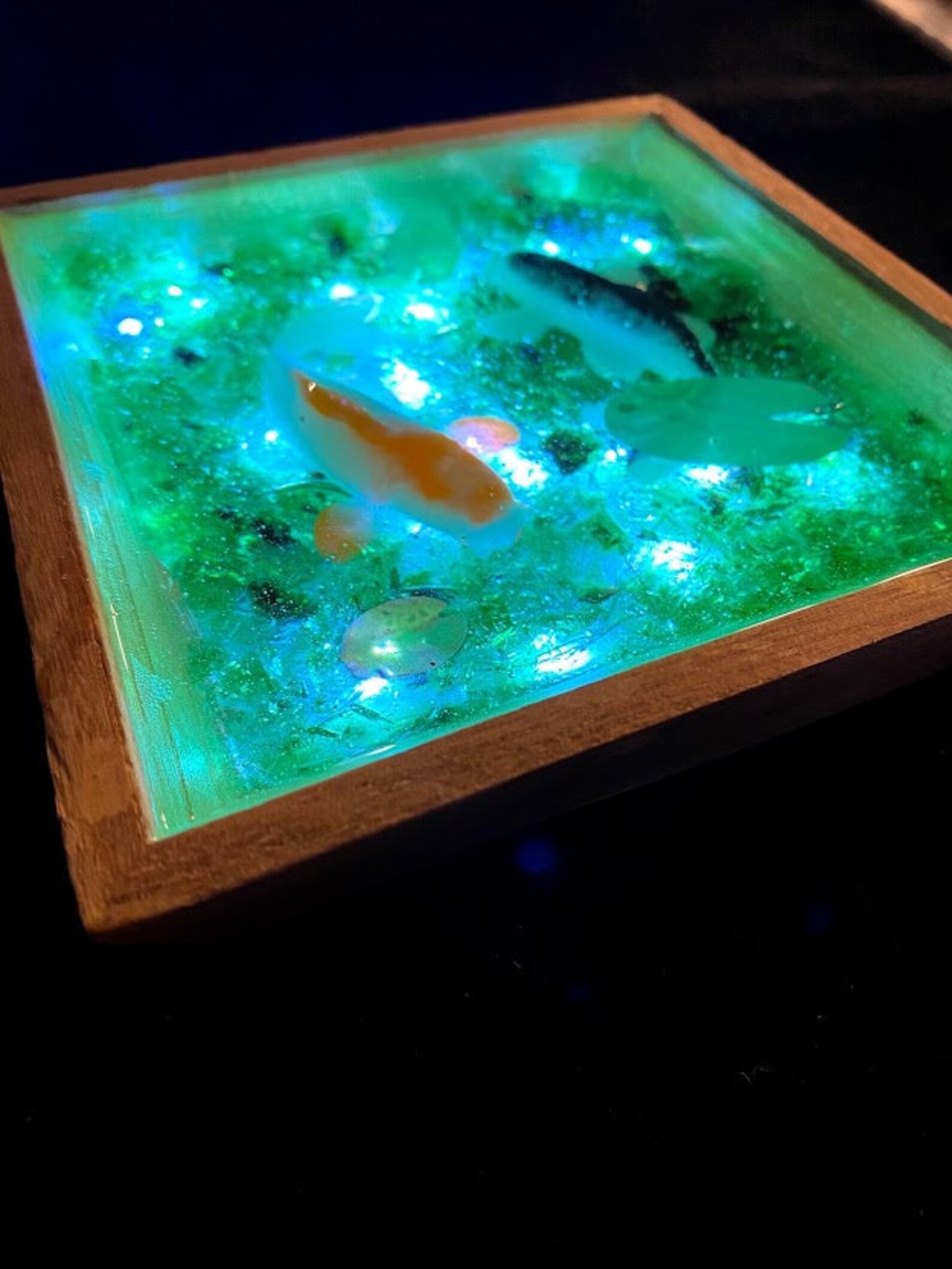 Koi Fish Lighted Resin Desk Pond / Table Art / Resin Art / Etsy