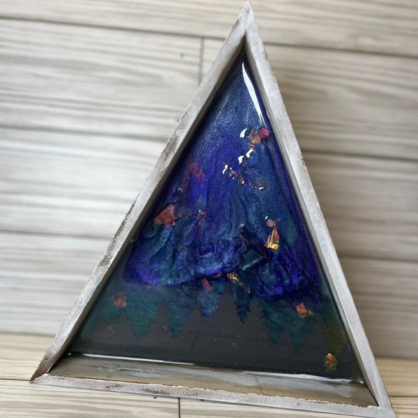 Northern Lights Wooden Resin Art | Woods Shelf Art| Resin Alaska Art