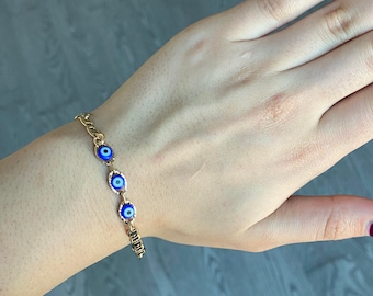 evil eye bracelet/  gold plated evil eye bracelet/ gold filled bracelet/ good luck bracelet