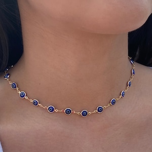 evil eye necklace/  gold filled  evil eye choker