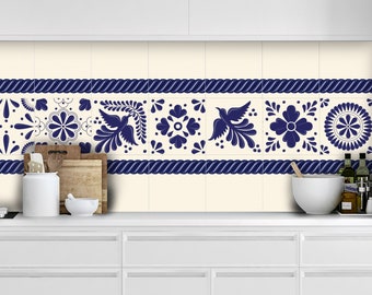 Talavera Mexican Vintage Tile Decals Vinyl Sticker Kitchen Bathroom Upstairs Removable Waterproof 12 to 48 pack various size + custom orders