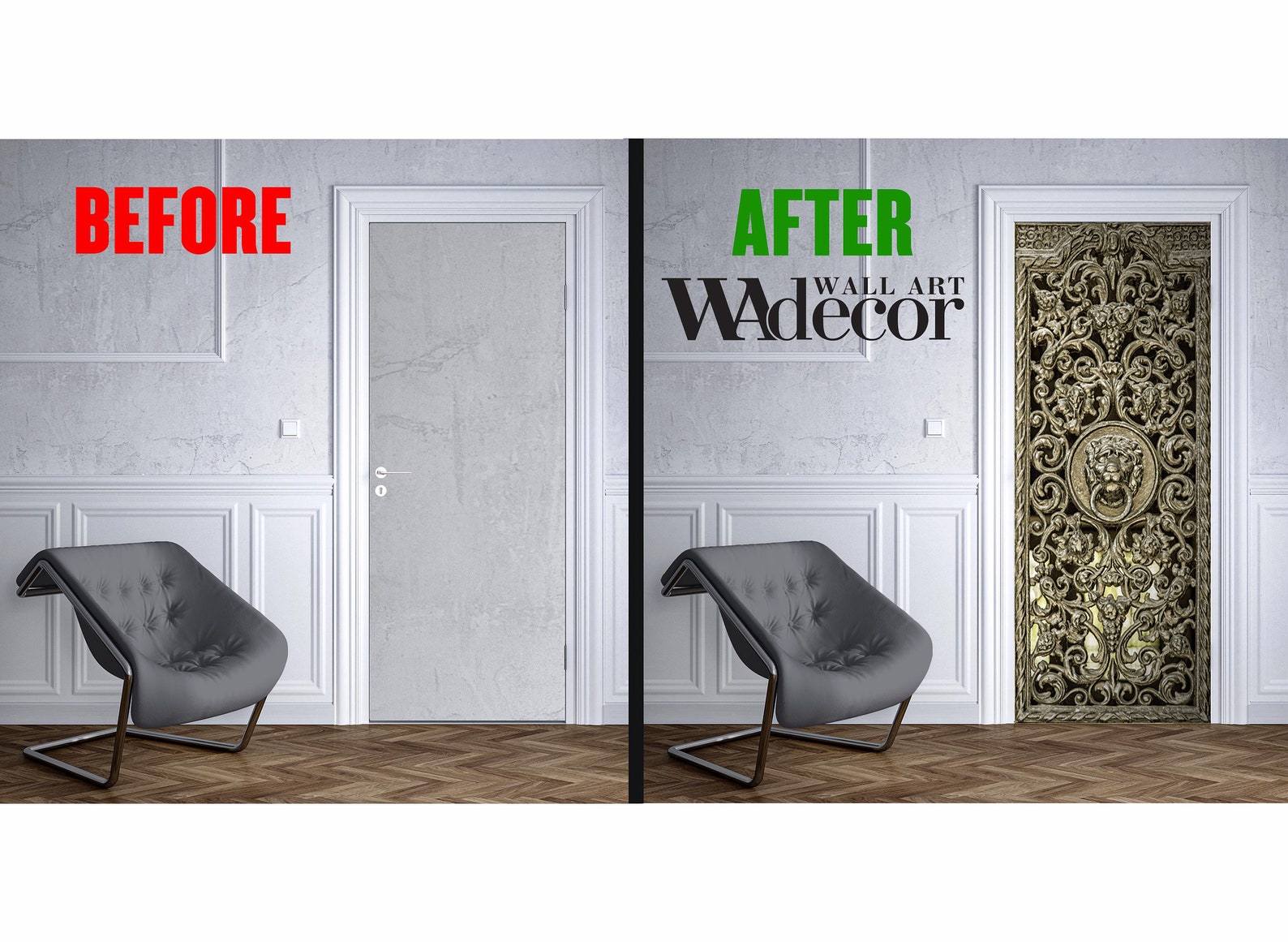 LION HEAD Metal Door Decal Peel & Stick Vinyl Ultra High Etsy