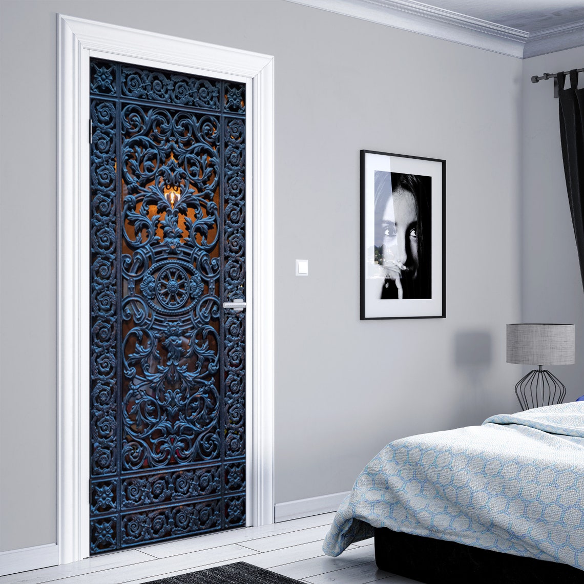 Blue RUSTIC Metal Door Decal Peel & Stick Vinyl Ultra High Etsy