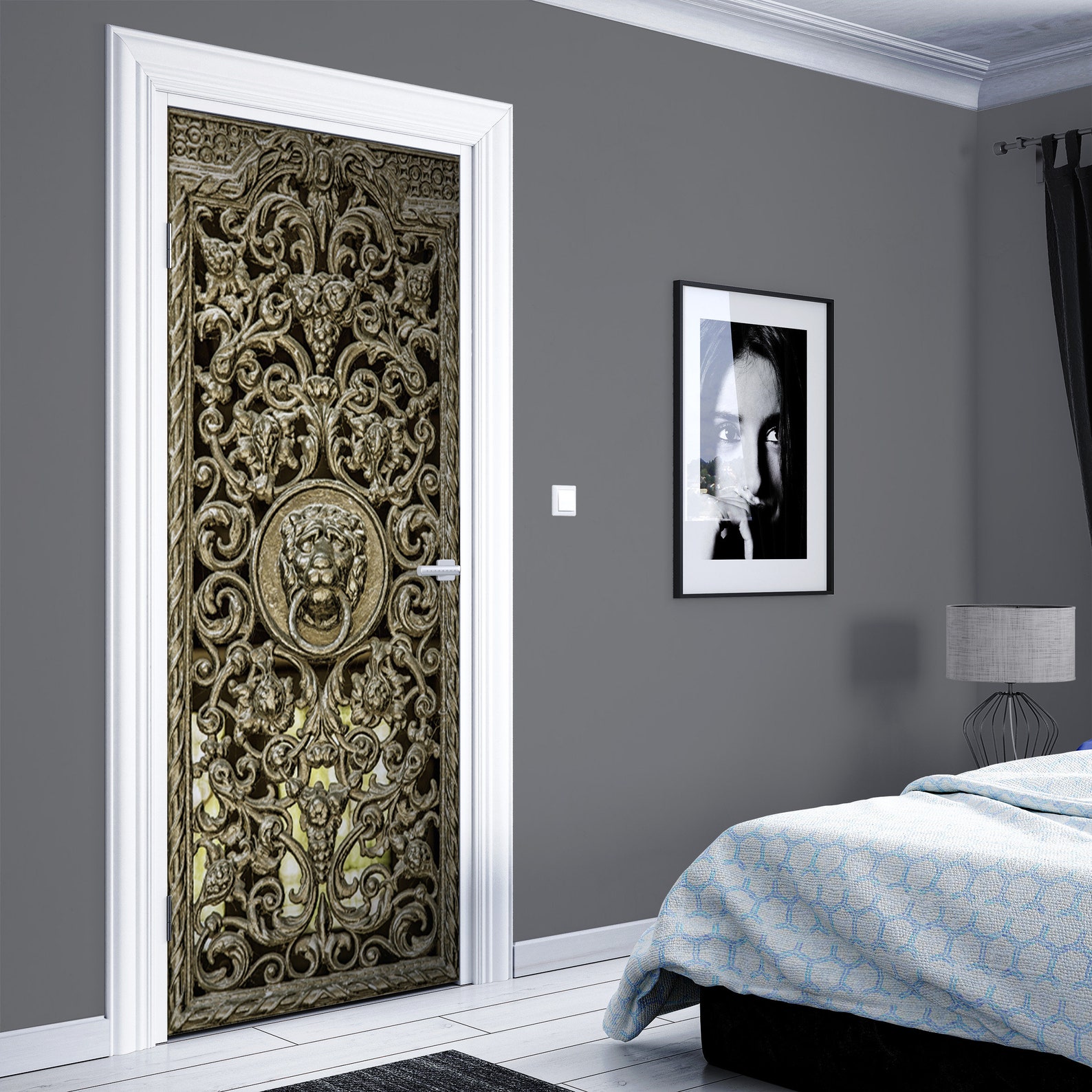 LION HEAD Metal Door Decal Peel & Stick Vinyl Ultra High Etsy