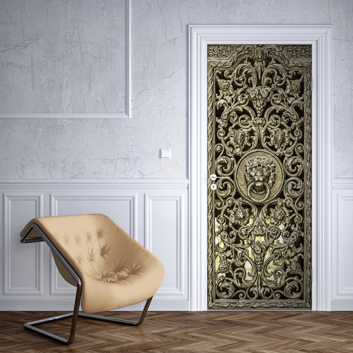 LION HEAD Metal Door Decal Peel & Stick Vinyl Ultra High Etsy