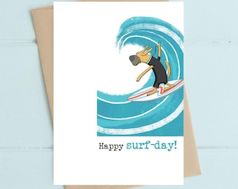 Tarjeta de cumpleaños de surfista (ww1252) Tarjeta de surf - Juego de palabras con surf - Tarjeta de cumpleaños de surfista