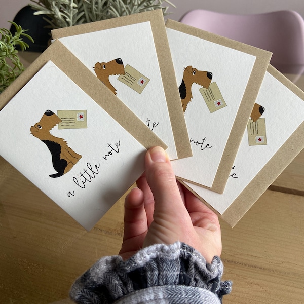 Airedale Terrier Mini Notecards (MCP072) A7 cards - Pack of 4 - Note to say - Multipack mini cards - Mini card pack - A little note