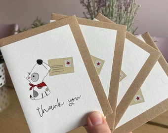 Paquete de 4 mini tarjetas de agradecimiento (MCP071) Paquete múltiple de tarjetas de agradecimiento - Tarjetas de agradecimiento para perros - Paquete de tarjetas de agradecimiento - Tarjetas de agradecimiento