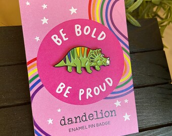 Rainbow Dinosaur Enamel Pin: LGBTQ+ Pride Lapel Badge (PB06)