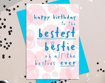 Tarjeta de Feliz Cumpleaños para Mejor Amiga (HT8802) Tarjeta para Mejor Amiga - Tarjeta para Mejor Amiga - Tarjeta Divertida para Mejor Amiga - Tarjeta de Amiga - Cumpleaños de Amiga