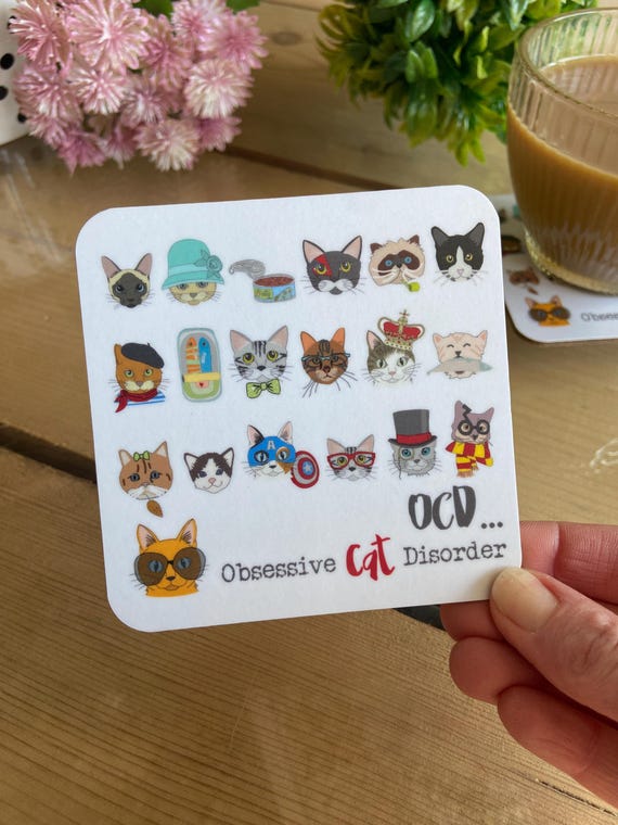 Funny Cat Breeds Coaster (COA130) Obsessive Cat Disorder Gift - funny cat gift - cute cat coaster - Cats Drinks Coaster - Cat Lover Gift